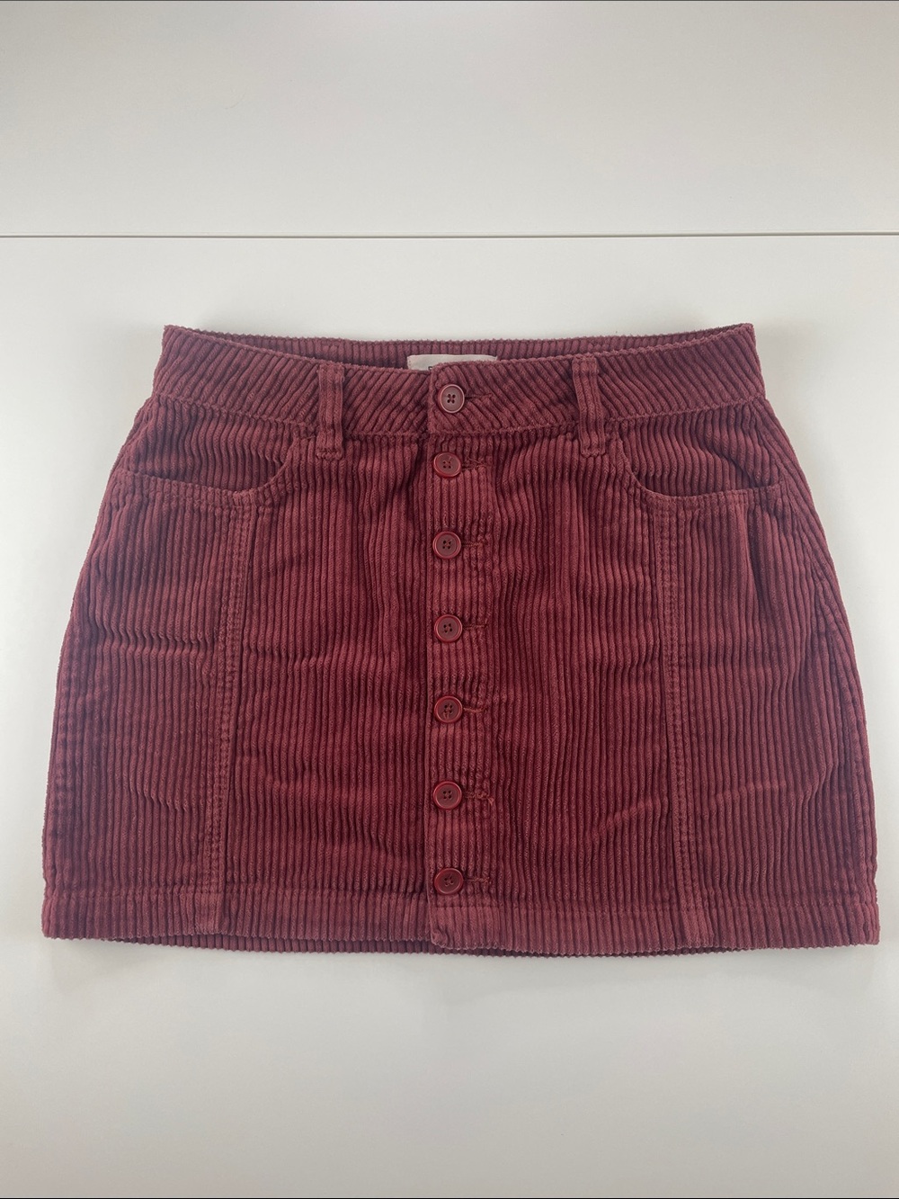 PacSun Burgundy Corduroy Button-Front Mini Skirt